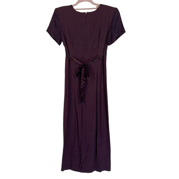 Be Smart Purple Eggplant Short Sleeve Empire Waist Maxi Event Dress Size 6 - Picture 4 of 7